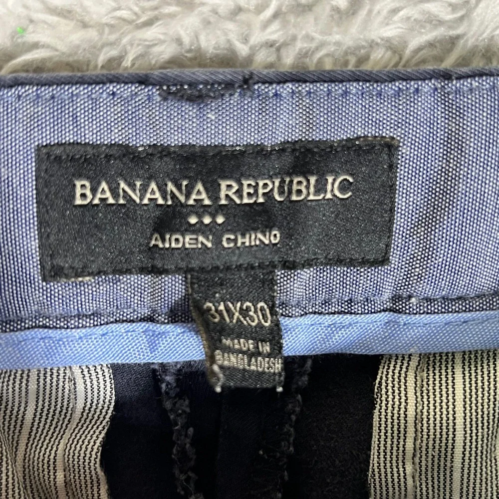 Banana Republic Aiden Chino Mens 31x30 Navy Blue Slim Fit Cotton Twill Pants